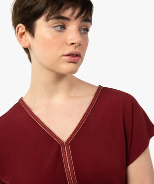 Tee-shirt femme à manches courtes avec décolleté scintillant vue2 - GEMO(FEMME PAP) - GEMO