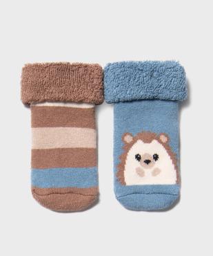 Bottons en coton avec intérieur bouclette motif hérisson bébé (lot de 2) vue1 - GEMO 4G BEBE - GEMO