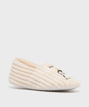 Chaussons enveloppants dessus velours brodé femme vue3 - GEMO(HOMWR FEM) - GEMO