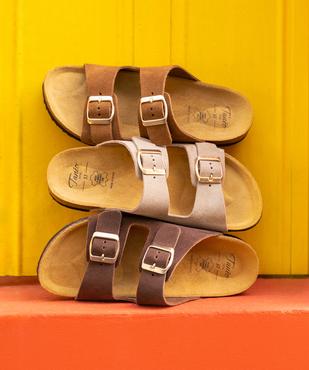 Sandales mules en cuir à semelle anatomique femme - Tanéo vue7 - TANEO - GEMO