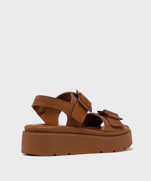 Sandales dessus cuir à semelle plateforme chunky femme - Tanéo vue4 - TANEO - GEMO
