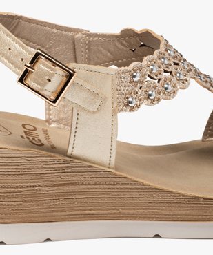 Sandales femme compensées ornées de strass et de perles vue6 - GEMO(URBAIN) - GEMO