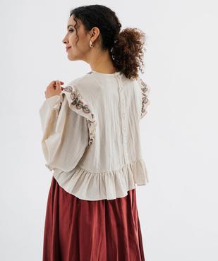 Blouse à manches longues avec volants fantaisie femme vue5 - GEMO(FEMME PAP) - GEMO