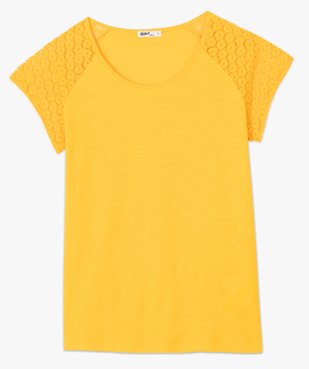 Tee-shirt femme à manches dentelle contenant du coton bio vue4 - GEMO C4G FEMME - GEMO