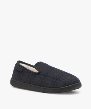 Chaussons homme pantoufles en velours - Isotoner Dessus tissu à carreaux tartan vue2 - ISOTONER - GEMO