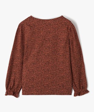 Tee-shirt fille imprimé à manches longues et fronces vue3 - GEMO (ENFANT) - GEMO