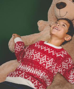 Pull jacquard en maille extensible garçon vue1 - GEMO (ENFANT) - GEMO