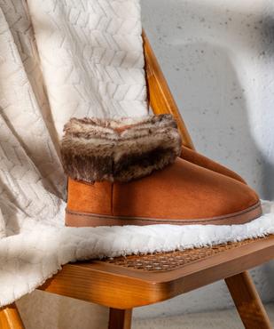 Chaussons boots en suédine avec col fourré femme - Isotoner vue6 - ISOTONER - GEMO