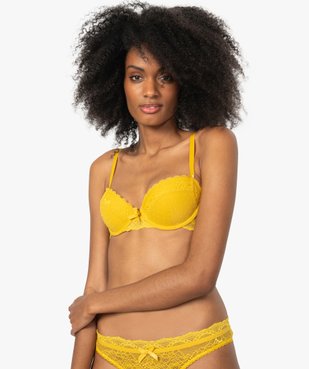 Soutien-gorge à armatures en tulle plumetis et dentelle vue1 - GEMO(HOMWR FEM) - GEMO