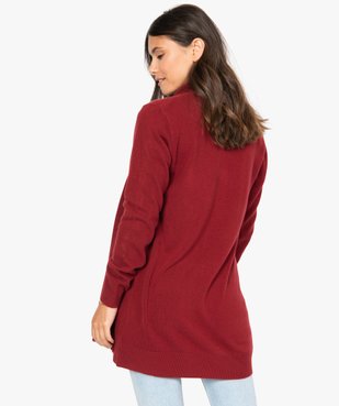 Gilet femme porté ouvert avec col châle côtelé vue3 - GEMO (MAILLE) - GEMO