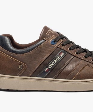 Baskets homme à lacets avec empiècements multimatières vue6 - GEMO (CASUAL) - GEMO