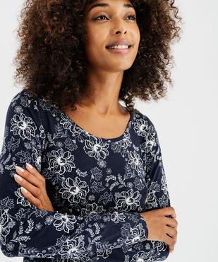 Chemise de nuit à manches longues femme vue2 - GEMO 4G FEMME - GEMO