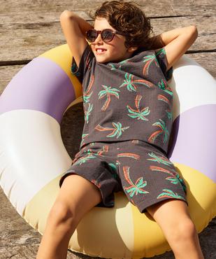Bermuda en maille texturée à motifs palmiers garçon vue1 - GEMO (ENFANT) - GEMO