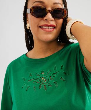 Tee-shirt manches courtes avec motif brodé femme grande taille vue3 - GEMO (G TAILLE) - GEMO