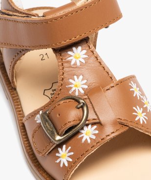 Sandales bébé fille à fleurs brodées et bride à scratch - NA! vue6 - NA! - GEMO