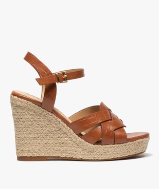 Sandales femme à talon compensé dessus imitation croco vue1 - GEMO(URBAIN) - GEMO