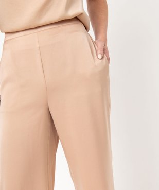 Pantalon large et fluide taille haute en satin femme vue2 - GEMO(FEMME PAP) - GEMO