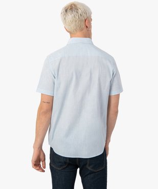Chemise homme à manches courtes en coton lavé   vue3 - GEMO (HOMME) - GEMO