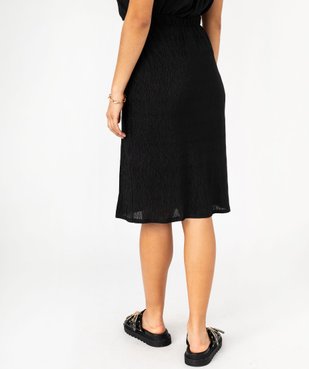 Jupe droite en maille froissée longueur midi femme vue3 - GEMO(FEMME PAP) - GEMO