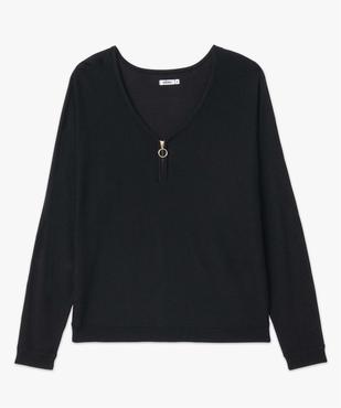 Pull col V zippé et manches chauve-souris femme vue4 - GEMO 4G FEMME - GEMO