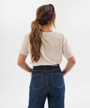 Tee-shirt manches courtes col V uni en coton femme vue3 - GEMO 4G FEMME - GEMO