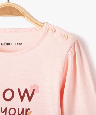 Tee-shirt à manches longues avec motif pailleté bébé fille vue2 - GEMO(BEBE DEBT) - GEMO