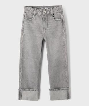 Jean Straight avec revers cousus et taille ajustable fille vue1 - GEMO 4G FILLE - GEMO