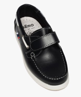 Chaussures bateau garçon dessus cuir à scratch vue5 - GEMO (ENFANT) - GEMO