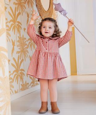 Robe manches longues en coton à carreaux vichy bébé fille vue6 - GEMO(BEBE DEBT) - GEMO