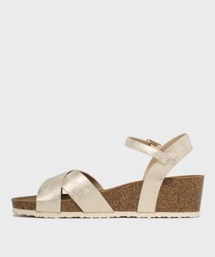 Sandales à talon compensé et larges brides croisées brillantes femme - Valentina Baldano vue3 - VALENTINA BALDA - GEMO