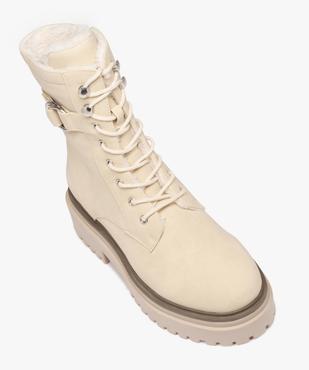 Boots fourrées femme dessus uni en suédine et à talon large  vue5 - GEMO (CASUAL) - GEMO