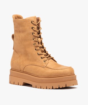 Boots femme unies à semelle épaisse crantée et à zip vue3 - GEMO (CASUAL) - GEMO