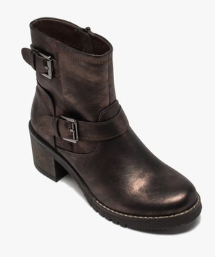 Boots femme métallisées à talon carré et semelle crantée vue5 - GEMO(URBAIN) - GEMO