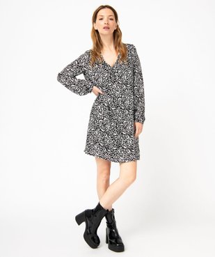 Robe à manches longues et col V femme vue1 - GEMO 4G FEMME - GEMO