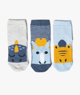 Chaussettes bébé à rayures et motif dinosaure (lot de 3) vue1 - GEMO C4G BEBE - GEMO