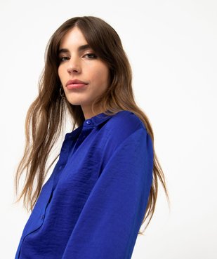 Chemise en satin à manches longues femme vue2 - GEMO 4G FEMME - GEMO