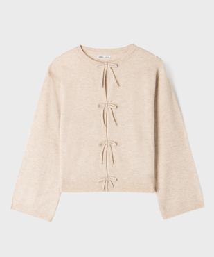 Pull gilet avec noeud sur l’avant fille  vue1 - GEMO (JUNIOR) - GEMO