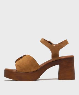 Sandales à talon en cuir suédé femme vue3 - TANEO - GEMO