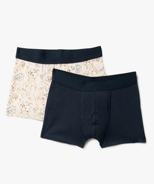 Boxers en coton stretch uni + imprimé garçon (lot de 2) vue1 - GEMO 4G GARCON - GEMO