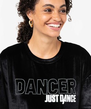 Tee-shirt femme en velours avec strass - Just Dance vue2 - JUST DANCE - GEMO