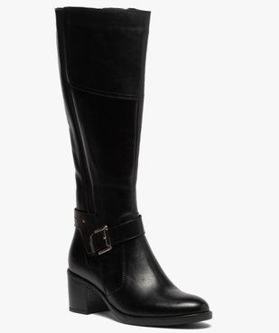 Bottes femme unies à talon carré et bride décorative vue2 - GEMO(URBAIN) - GEMO