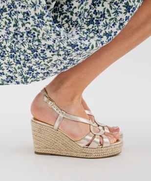 Sandales à talon compensé en corde et tige brillante femme - Follow Me vue7 - VALENTINA BALDA - GEMO