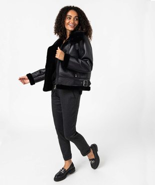 Pantalon femme en maille extensible à micro motifs vue5 - GEMO(FEMME PAP) - GEMO
