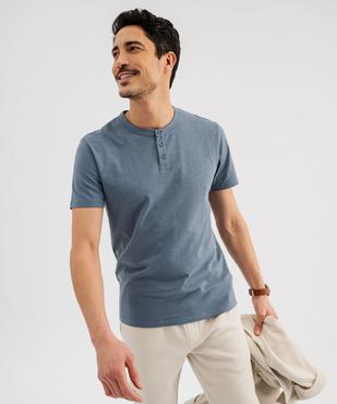 Tee-shirt manches courtes col tunisien homme vue1 - GEMO (HOMME) - GEMO