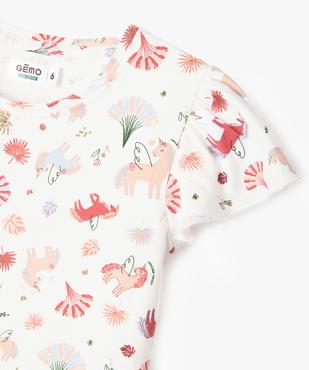 Pyjashort à motifs licornes avec manches à volants fille vue2 - GEMO 4G FILLE - GEMO