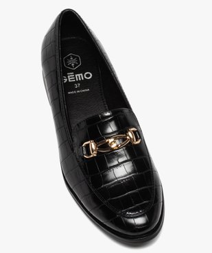 Mocassins femme à talon plat dessus uni imitation croco vue5 - GEMO (CASUAL) - GEMO