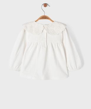 Tee-shirt manches longues ample à col Claudine en dentelle anglaise bébé fille vue4 - GEMO 4G BEBE - GEMO