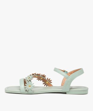 Sandales femme unies à talon plat et fleurs en relief vue3 - GEMO (CASUAL) - GEMO