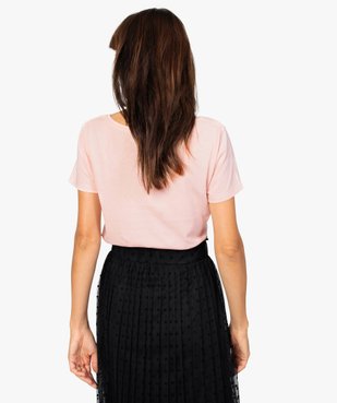 Tee-shirt femme uni à col rond 100% coton biologique vue3 - GEMO(FEMME PAP) - GEMO