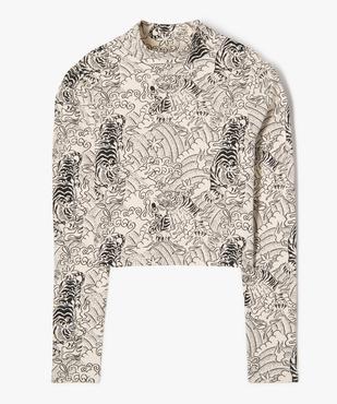 Tee-shirt à manches longues à col montant imprimé fille vue1 - GEMO 4G FILLE - GEMO